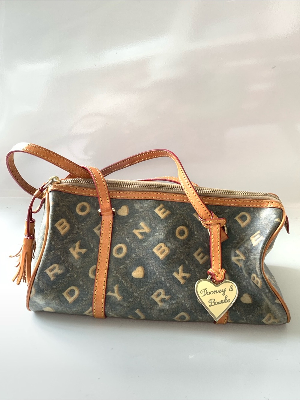 Dooney & Bourke Brown Logo Crossbody with Tan Trim
